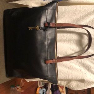 Large Black Fossil Rachel Tote